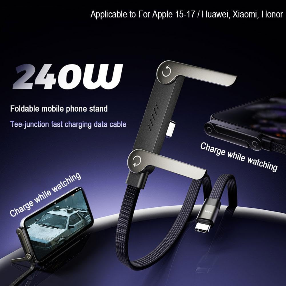 CoreCharge™ 240W Elbow Fast-Charging Cable with Foldable Phone Stand