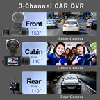 HD 1080p DVR Camera With 3 Lens & Reversing Image Compatible With Mobile Phone WIFI Car