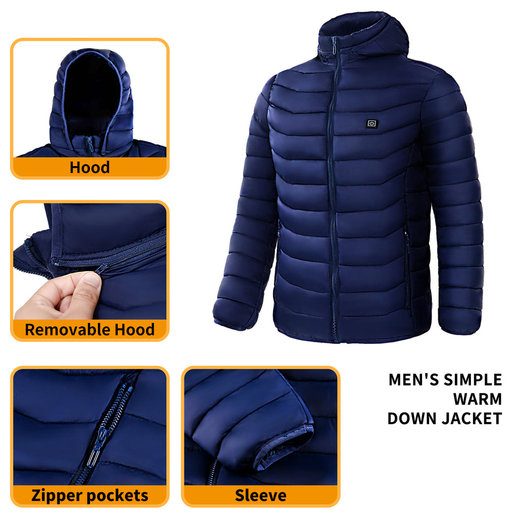 Mens Heated Puffer Jacket With 9 Heating areas