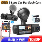 HD 1080p DVR Camera With 3 Lens & Reversing Image Compatible With Mobile Phone WIFI Car