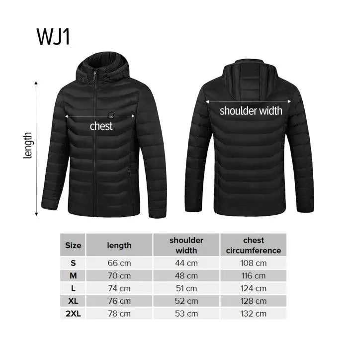 Mens Heated Puffer Jacket With 9 Heating areas